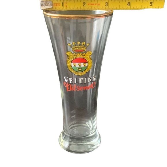 Vintage Veltins Bilsener Pilsner Beer Glass Raise a Glass to Tradition Gold Trim - Picture 12 of 12